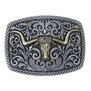 Western Longhorn Famous Texas Cow Steer Rodeo Cowboy Cowgirl Belt Buckle Buckles