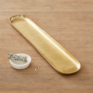 Plateau de service en laiton de luxe avec poignées design, parfait pour les cadeaux à usage domestique et les présentations de service festif - Product Image 1