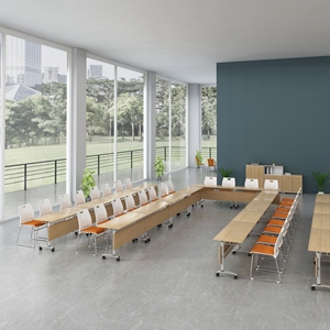 Tavolo da ufficio pieghevole modulare tavolo da studio scuola allungabile tavolo da conferenza formazione personale scrivania mobili da ufficio commerciale - Product Image 4