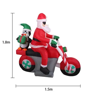 1.8米充气圣诞老人骑摩托车圣诞充气装饰