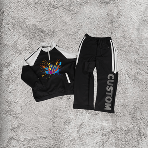 Conjunto Deportivo Personalizado para Hombre, 100% Algodón, Estilo Urbano, con Bloques de Color, Sudadera con Capucha y Pantalones - Product Image 1