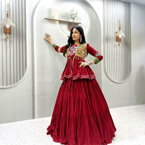Traditional Indian Koti Choli <b>Lehenga</b> Set for <b>Women</b> Stylish Embroidered Ethnic Wear Wedding & Festive Party Wear - Product Image 1
