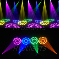 Cabeza Móvil LED de 200W con Efecto de Escenario para Discotecas DMX512 Haz Blanco+Punto+24 Prismas 11 Colores 14 Rueda de Gobos para Disco DJ Bar
