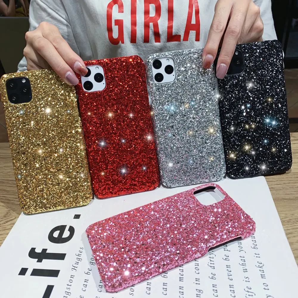 Sıcak satış lüks parıltılı telefon iPhone için kılıf 13 parlayan elmas kızlar sert PC kapak iPhone 12 11 7 8 X XS XR MAX