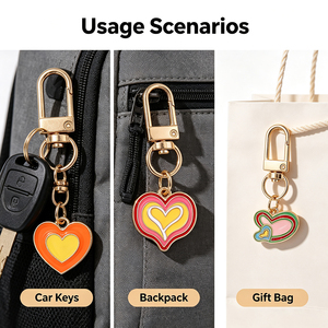 Porte-clés en métal émaillé multicouche en alliage personnalisé, design en forme de cœur, pendentif d'amour coloré pour clés de voiture, sac à dos, sac à main - Product Image 3