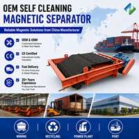 Séparateur magnétique à bande transversale auto-nettoyant robuste et permanent pour convoyeur minier