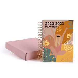 Free Sample Custom Logo 2022 Hardcover Spiral Agenda Daily Weekly Monthly Planner Notebook Printing