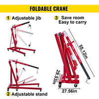 Grue hydraulique pliable de 2 tonnes, grue mobile d'atelier avec roues pour la réparation de moteurs de voitures