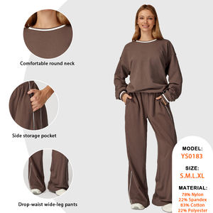 Ensemble de Yoga pour Femme de Fitness : Soutien-Gorge de Sport, Haut Ample à Manches Longues, Legging Taille Haute et Pantalon Large, Couleurs Contrastées - Product Image 2