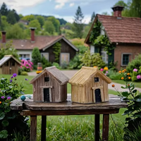 Décoration de paysage en gros, personnalisation, maison en bois émulée, miniature en résine, style artificiel, bricolage, ornement de jardin à domicile