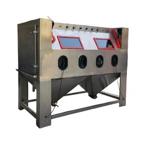 304 Stainless Steel Double Station Manual Sand Blasting Machine Dry/Wet Cabinet with Pump Motor Engine and Sand Recycling System - Product Image 2