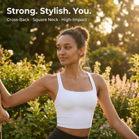 Soutien-gorge de sport pour femme à maintien élevé, bretelles croisées, col carré, Raitis BR010, antichoc pour la course à pied