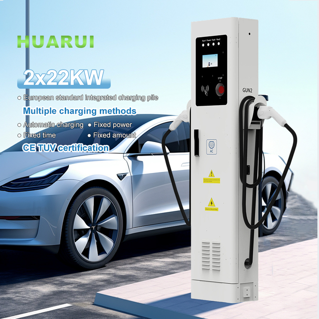 New European Standard AC Electric Vehicle Charging Station 11Kw 22Kw 44kw Portable Dual Gun Solar Commercial Use