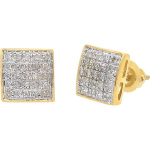 Pendientes de Diamantes Ornaatis, 0.15 Quilates en Total, Corte Redondo, Color G-H, Claridad I, Oro Amarillo de 10K, Engaste Cuadrado, para Uso Diario de Mujer - Product Image 2