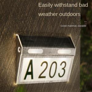 Thép không gỉ năng lượng mặt trời nhà cửa số địa chỉ dấu hiệu LED ánh sáng ngoài trời năng lượng mặt trời đèn tường với IP65 cho vườn cảnh quan sắt cơ thể - Product Image 2