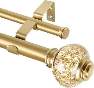 Hochwertige minimalist ische moderne Gardinen stangen Verstellbare Teleskopstahl-Fensters tangen Mattschwarz Bronze Finials Heavy Duty USA - Product Image 2