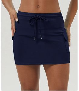 G Top กระโปรงทรงคาร์โก้สำหรับผู้หญิงกระโปรงกีฬาเอวยางยืดมีเชือกรูดกระโปรงกีฬาซับเหงื่อพร้อมกางเกงขาสั้นด้านในกระโปรงเทนนิส - Product Image 5