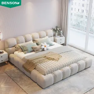 Kunden spezifische Luxus moderne Queen King Bett rahmen Samtkopf Trim gepolstert Doppelbett