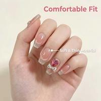 Faux Ongles en Acrylique de Haute Qualité Style Français Faits Main Incrustés Formes Amande, Cercueil, Carrées Pré-dessinées à Coller sur les Doigts – Vente en Gros