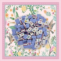 1-7_16_ Ensemble de Mahjong américain gravé à 4 couches, 160 tuiles bleu bleuet avec tapis de jeu Menthe Carnaval
