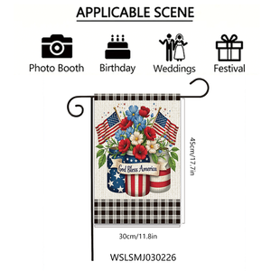 Nueva Bandera Patriótica <span class=keywords><strong>de</strong></span> Jardín 2026, Bandera Americana con Diseño Floral <span class=keywords><strong>de</strong></span> Tarro Mason, Bandera <span class=keywords><strong>de</strong></span> Yute <span class=keywords><strong>de</strong></span> Doble Cara para Decoración <span class=keywords><strong>de</strong></span> Jardín y Hogar - Product Image 2