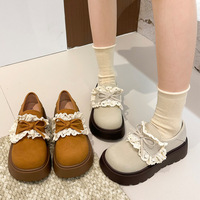Mocassins Femme Nouveauté Printemps 2026 Style Rétro Forêt, Semelle Épaisse, Entièrement Enveloppés, Rehaussant la Taille pour Femmes de Petite Taille