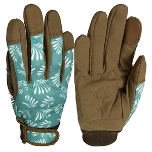Touch-screen finger Ladies size Synthetic leather Customized Logo Fashionable gardening gloves