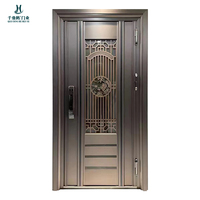 Porte d'entrée extérieure de villa personnalisée, design chinois, portail de sécurité en aluminium moulé, sculpté avec raffinement, étanche et épaissi