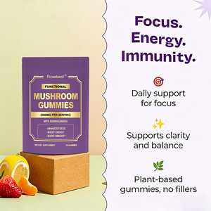 Complément Adaptogène en Gommes Bio Végétalien en Gros : Mélange de Crinière de Lion et de Champignons Reishi avec KSM-66 Ashwagandha en Sachet - Product Image 3