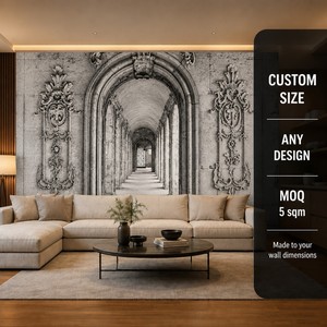 <span class=keywords><strong>Papier</strong></span> <span class=keywords><strong>peint</strong></span> mural personnalisé en toile huilée, motif arche <span class=keywords><strong>baroque</strong></span> en pierre, architecture européenne classique, pour salon et hôtel - Product Image 3