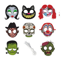 8PCS/Set Cartoon Mask for Children Party Halloween Merchandise Wholesale Horror Theme Paper Mask