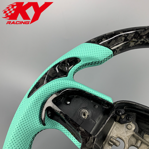 Volante de fibra de carbono forjado a medida con cuero Tiffany y levas de cambio para Dodge Challenger Charger Durango SRT Hellcat RT - Product Image 2