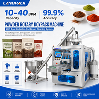Machine d'emballage rotative pour poudres (protéines de lactosérum, lait, café moulu, farine de blé) et boissons en sachet Doypack