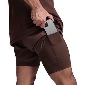 Pantalones cortos de running 2 en 1 para hombre, de secado rápido, con bolsillo para teléfono, ligeros, para entrenamiento y gimnasio. - Product Image 2