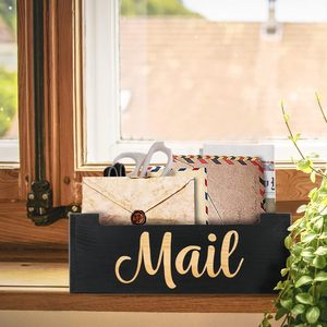 Caja de almacenamiento de escritorio, organizador de correo, 28x10x10cm, soporte rectangular negro para mesa, soporte para papelería de oficina - Product Image 5
