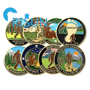 Pièce de monnaie commémorative Bigfoot Sasquatch personnalisée en émail souple ou dur, avec impression UV couleur, pour <span class=keywords><strong>la</strong></span> vente en gros - Product Image 1