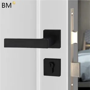 Interior Bedroom Bathroom Modern trending precision casting square Zinc alloy door lever handle