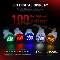 Voltímetro Digital LED Cuadrado de 22 mm, AC60-500V / DC5-100V, Opción de Color (Amarillo/Verde/Rojo/Blanco), Mini Indicador de Panel