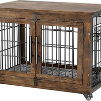 Cage pour chien en bois étanche, double porte, anti-morsure, pour toutes les saisons, usage intérieur – Meuble de rangement pour animaux de compagnie – Meilleures ventes