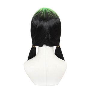 Meilleure vente 40cm moyen long droit noir vert mixte populaire chanteur Billie Eilish perruque synthétique Anime Cosplay Lolita perruque - Product Image 5