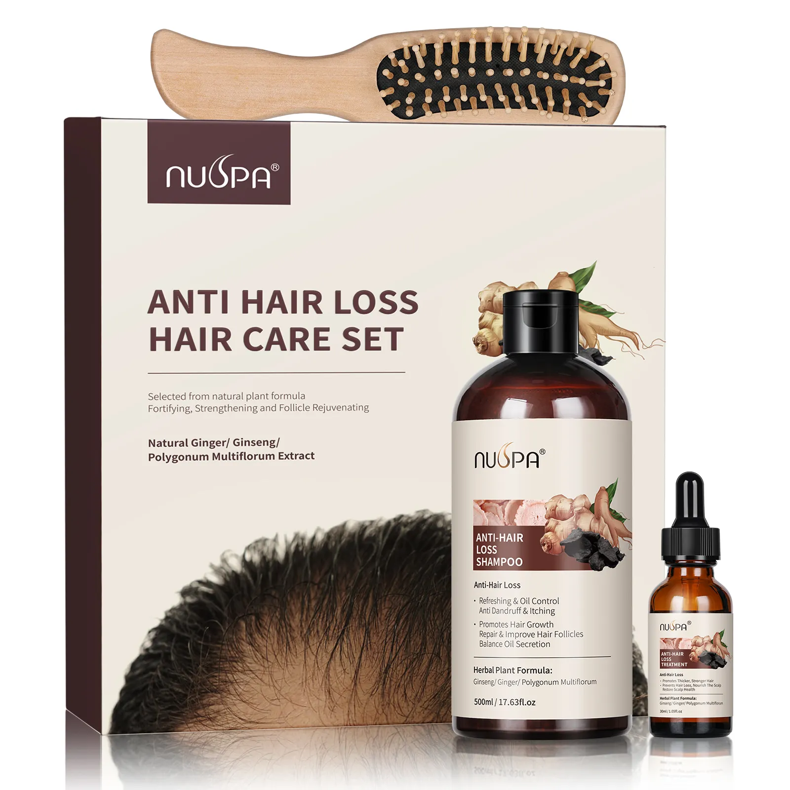 Фирменная марка NUSPA, травяное Органическое средство для борьбы с выпадением волос, масло для роста волос для облысых волос