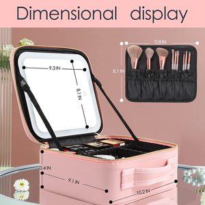 Caja de almacenamiento de cosméticos de escritorio de gran capacidad, bolsa de <span class=keywords><strong>maquillaje</strong></span> portátil impermeable <span class=keywords><strong>con</strong></span> espejo de <span class=keywords><strong>luz</strong></span> LED <span class=keywords><strong>para</strong></span> viajes - Product Image 5