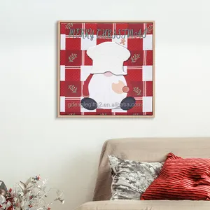 EAGLEGIFTS Holiday Home Decor Christmas Canvas Wall Art 3D Tufted White Hat Santa Gnome Cute Fabric Picture Artwork