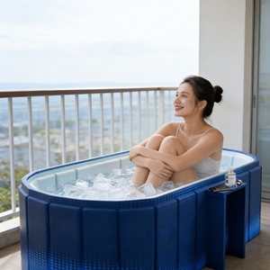 Baignoire pliable pour bain froid au meilleur <span class=keywords><strong>prix</strong></span> avec refroidisseur <span class=keywords><strong>d</strong></span>'<span class=keywords><strong>eau</strong></span>, baignoire ronde pliable 1 pièce pour adultes, pour usage domestique, baignoire peu encombrante - Product Image 2