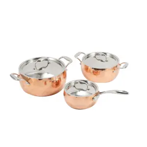 Apple Shape Cookware Induction/Gas Set Copper Stock Pot 3 pcs Cookware Set