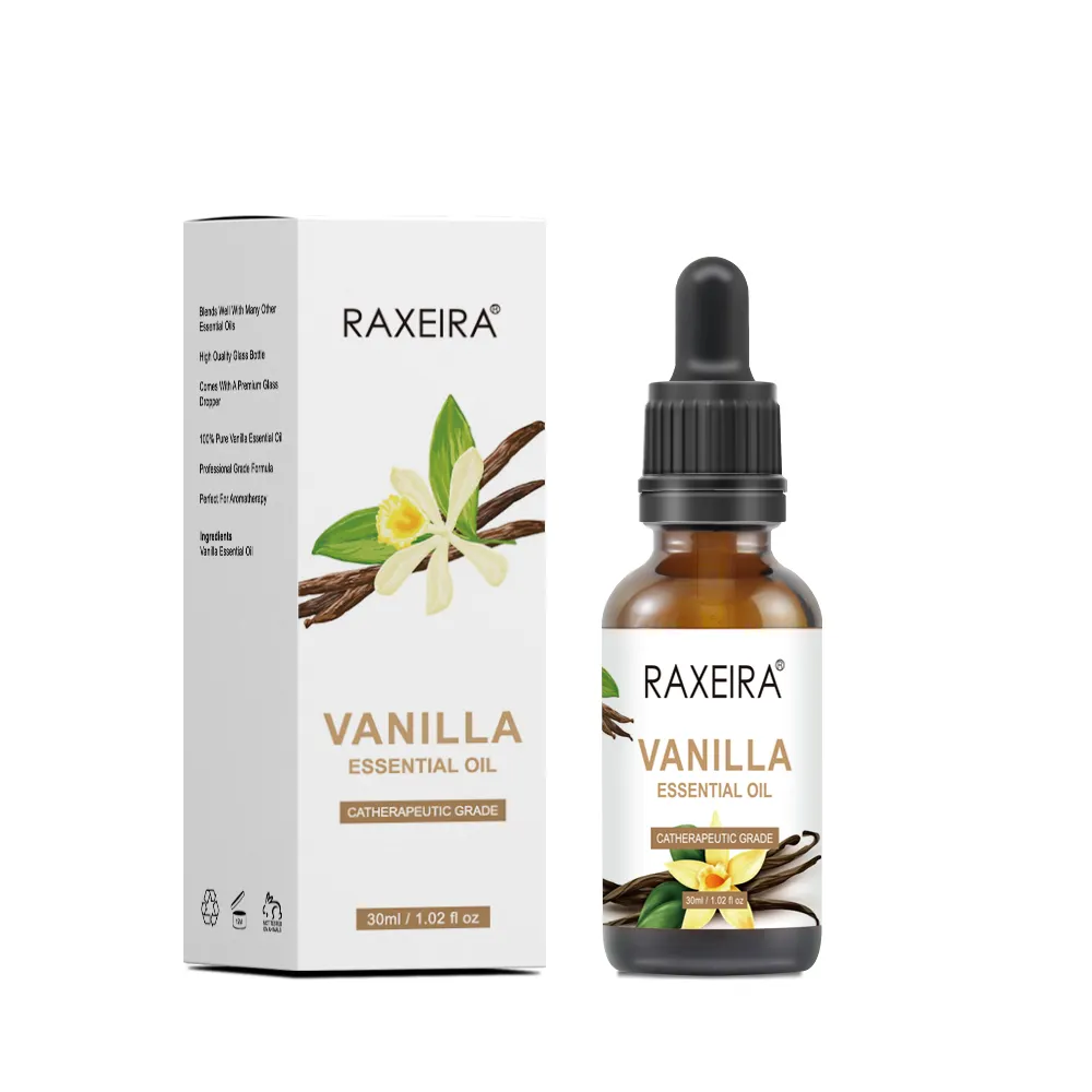 Özel etiket doğal organik rahatlatıcı nemlendirici aromaterapi vanilya esansiyel vücut yağı cilt bakımı ve saç bakımı için