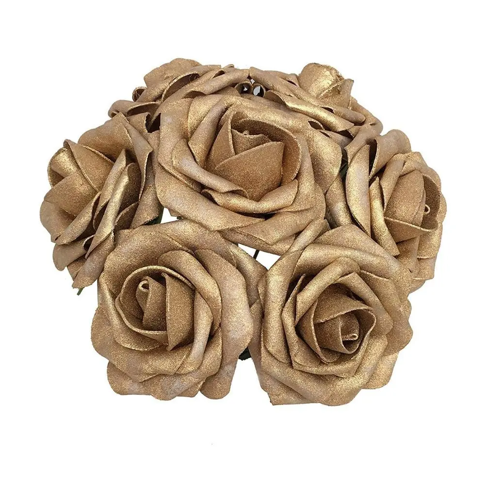 Hot Artificial Flowers Real Touch Bridal Wedding Bouquets Centerpieces Baby Shower DIY Party Home Decor Christmas Gold Roses