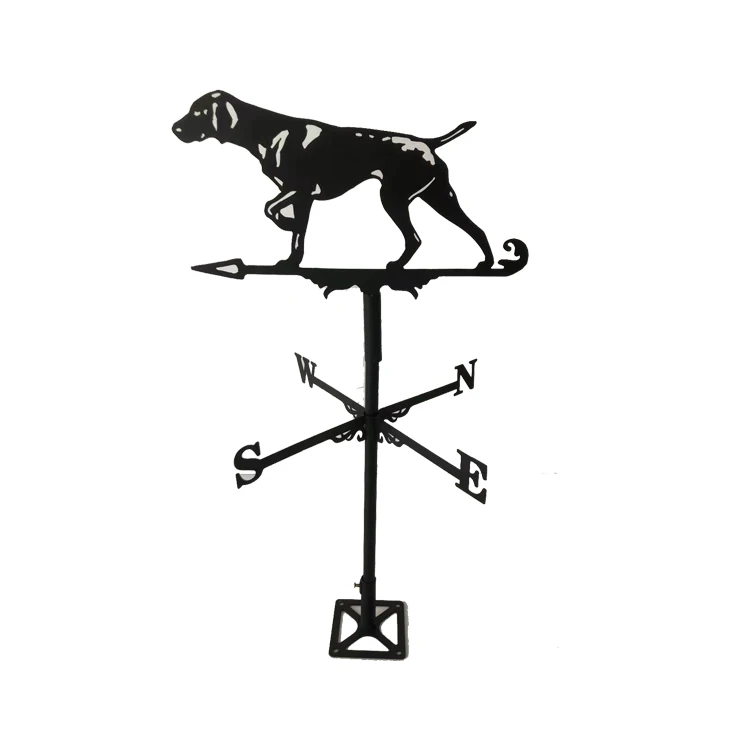 Home Decoration Housetop Roof Windmill Wind Spinner Metal Weather Vane with Hunting Dog Shaped for Garden Yard Decoration