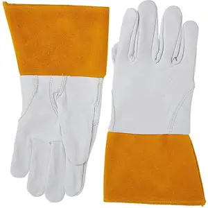 Supplier Fireproof Impact Resistant Cut Level Cowhide Split With Palm Thick Welder Welding Gloves For Welder