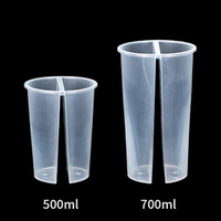 Wegwerp transparante PP plastic beker met dubbele compartimenten en deksel voor bubble tea, fruitthee, koffie en afhaalverpakkingen met twee smaken